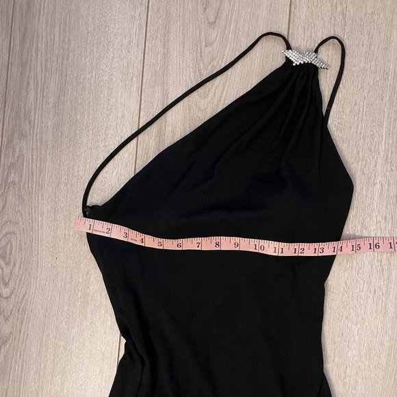 Vintage 90's Nicole Bakti Cocktail Dress One Shoulder Asymmetrical Hem Black XS - Picture 15 of 16